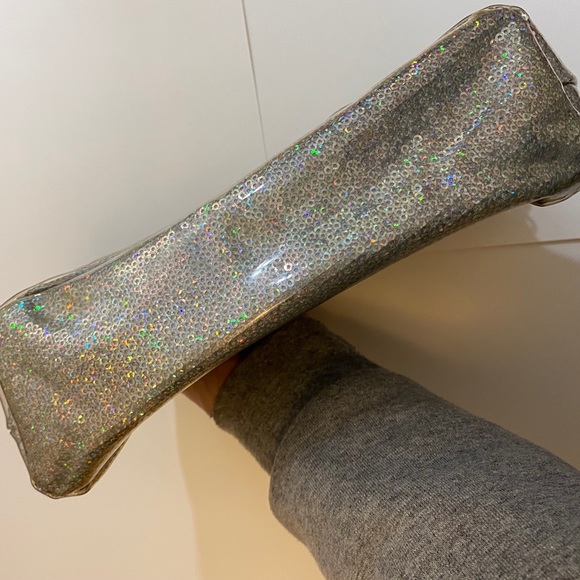 Victoria’s Secret Sparkling Silver Black Wings Tote/Makeup Case LN Angel Tag - Picture 5 of 6